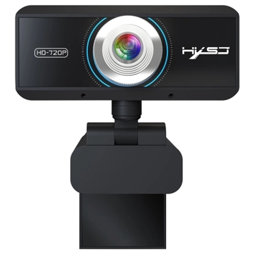 HXSJ S90 720P HDウェブカメラUSB互換性のある調整可能な角度自動色補正ラップトップデスクトップテレビ用の組み込みの吸音マイク-ブラック