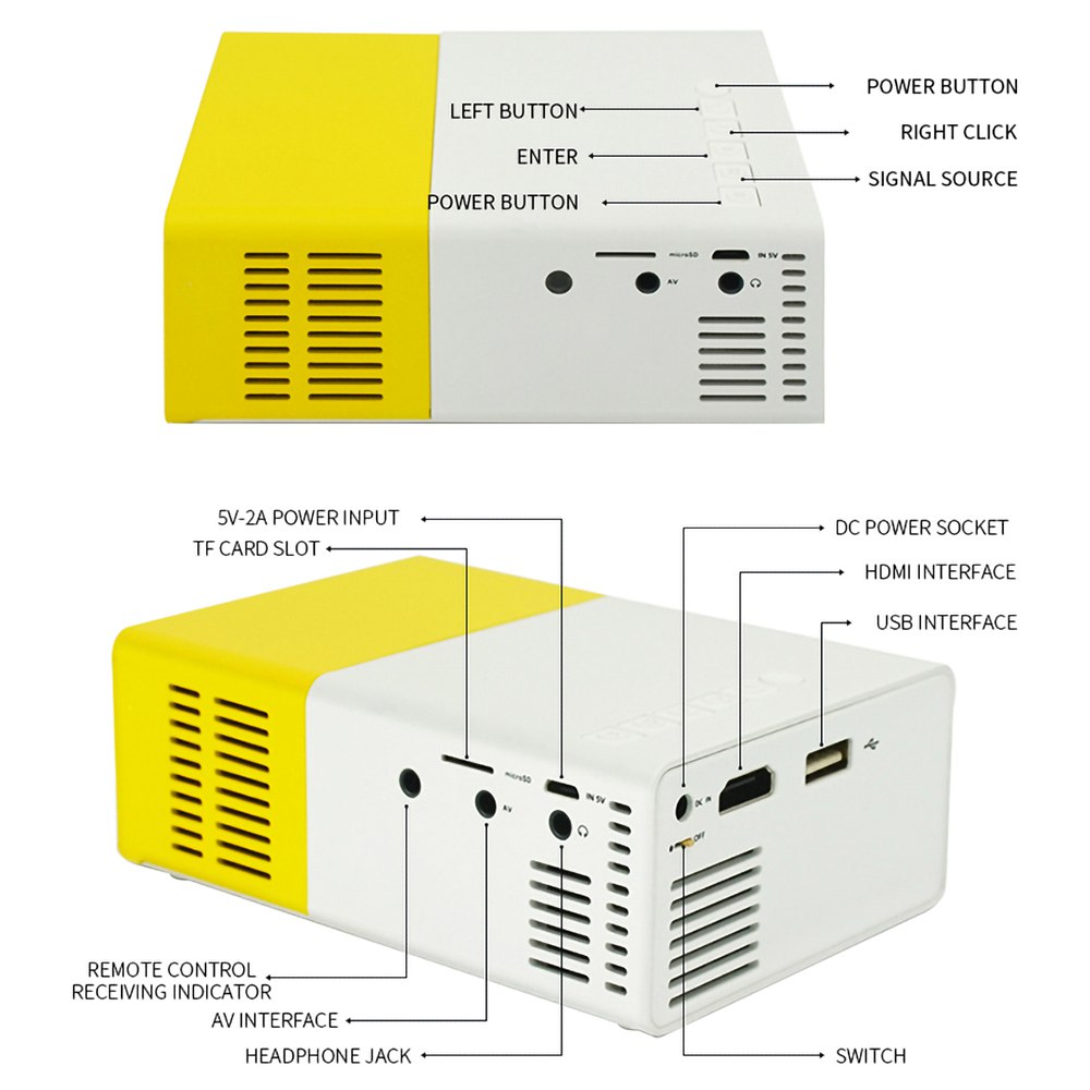 Yg Mini Led Projector Native X P Yellow White