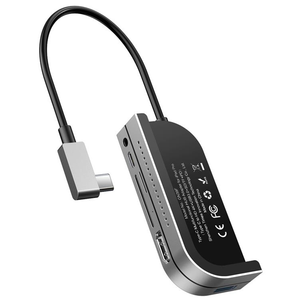 

Baseus Bend Angle No.7 Hangable Multifunctional Type-C HUB Converter USB 3.0 Interface Support 4K 30Hz Video Transmission 2T Rapid Reading 60W PD Input - Dark Gray