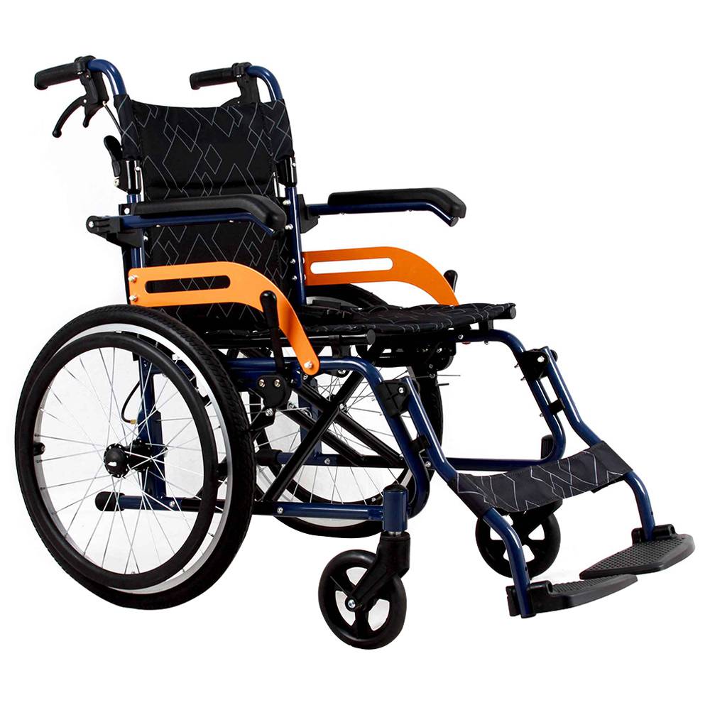 

Luxury Aluminum Alloy Self-propelled Folding Wheelchair Oxford Cloth Cushion 20 Inch Rear Wheel Maximum Load 100kg - Black
