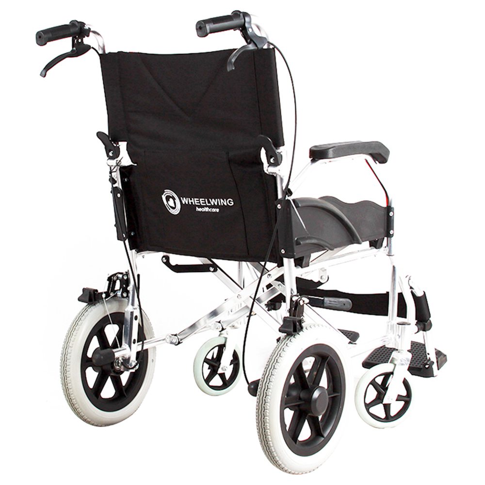 Ultralight Aluminum Alloy Folding Transport Wheelchair Black