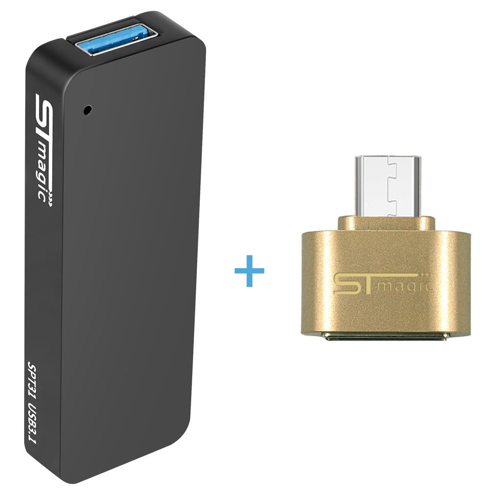 STmagic SPT31 1 TB Mini Taşınabilir M.2 SSD USB3.1 Katı Hal Sürücü Okuma Hızı 500 MB / s + Smartphone için Mikro USB Dönüştürücü Adaptör