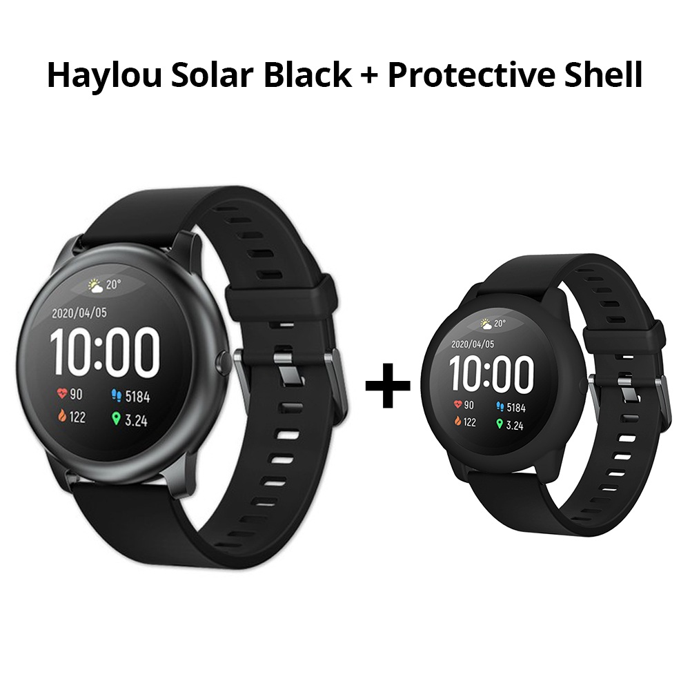 

Haylou Solar LS05 1.28 inch TFT Touch Screen Smartwatch IP68 Waterproof with Heart Rate Monitor Global Version From Xiaomi Youpin Black + Black Silicone Protective Shell