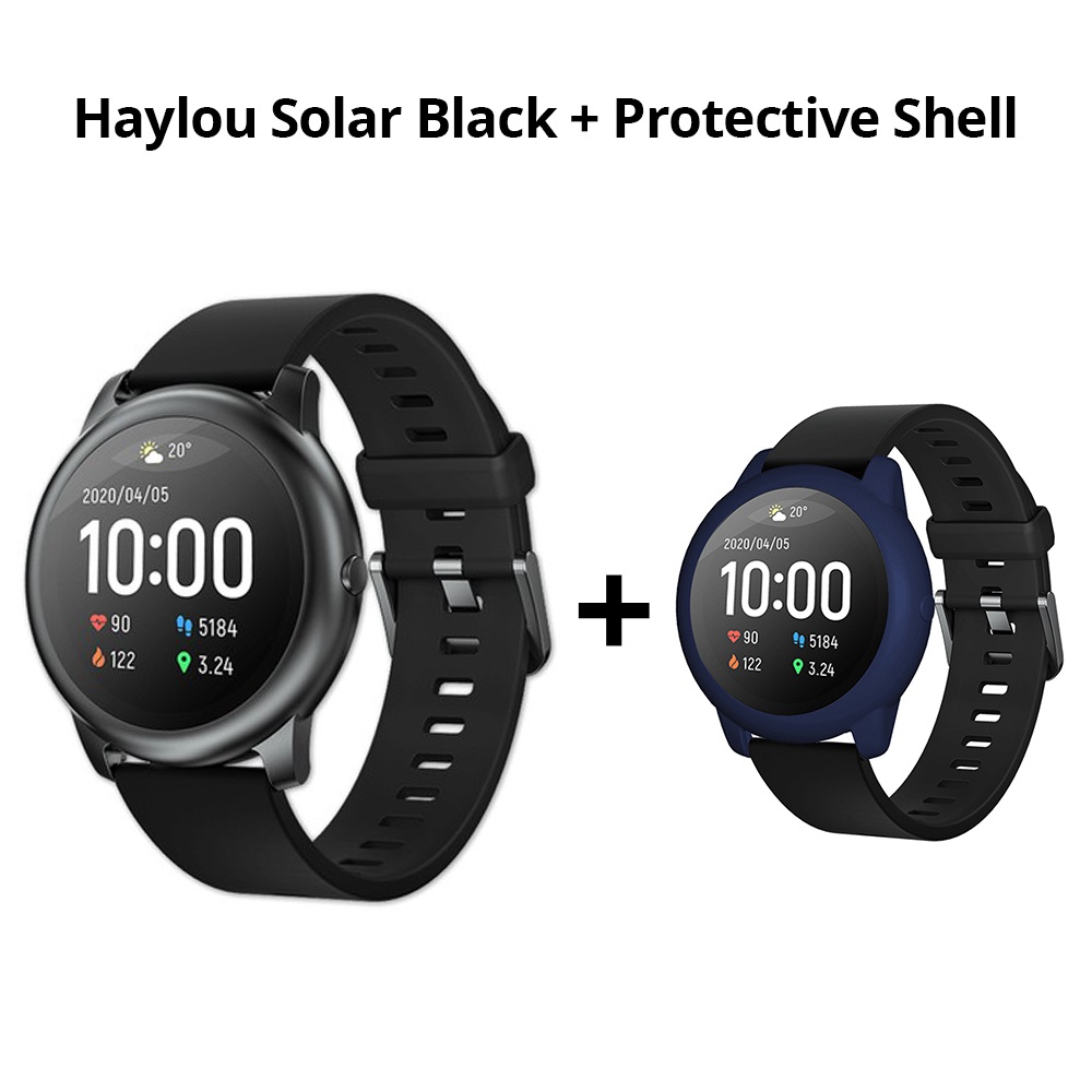

Haylou Solar LS05 1.28 inch TFT Touch Screen Smartwatch IP68 Waterproof with Heart Rate Monitor Global Version From Xiaomi Youpin Black + Midnight Blue Silicone Protective Shell