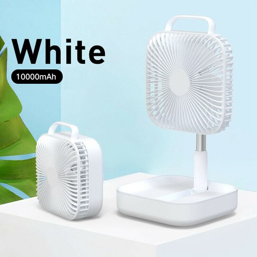 Smart Portable Folding Fan Adjustable Angle Mute Shaking Head Four Modes 10000mAh Battery Removable Cleaning For Office Outdoor Summer Cooling - White