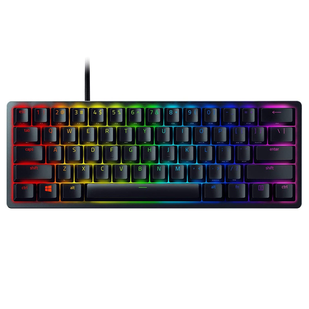 Razer Huntsman Mini 60% klawiatura do gier Chroma oświetlenie RGB Klawisze PBT Wbudowane przełączniki optyczne Clicky - czarny