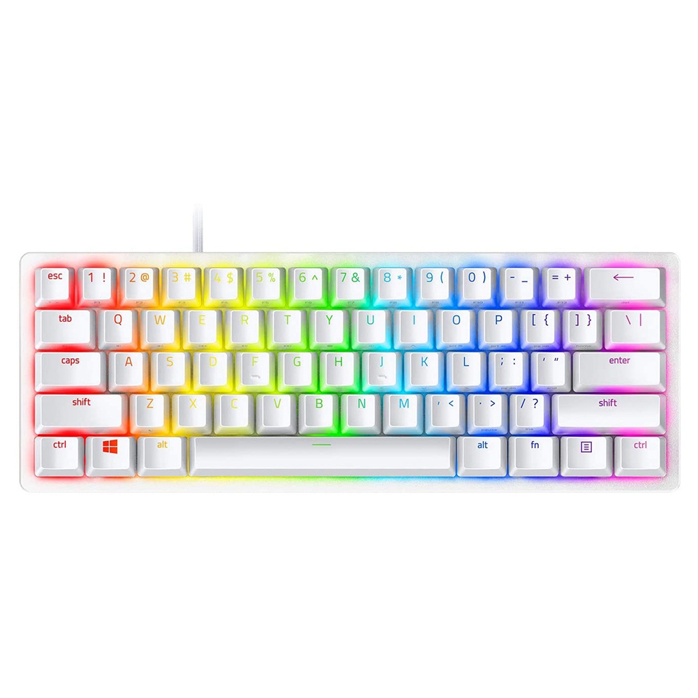 Razer Huntsman Mini 60% Gaming Keyboard RGB Lighting PBT Keycaps Onboard Memory Clicky Optical Switches -Mercury White