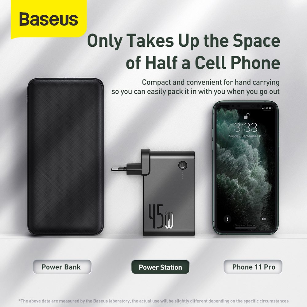 Baseus GaN 2 In 1 45W PD Fast Charger and Power Bank 10000mAh Black