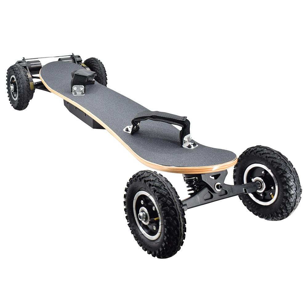SYL-08 V3 Version Elektrisches Offroad-Skateboard mit Fernbedienung, 1450-W-Motor, bis zu 38 km/h, 10-Ah-Batterie, Ahornplanke, 8-Zoll-Rad, maximale Belastung 130 kg, linker Fuß vorne, normale Haltung – Schwarz
