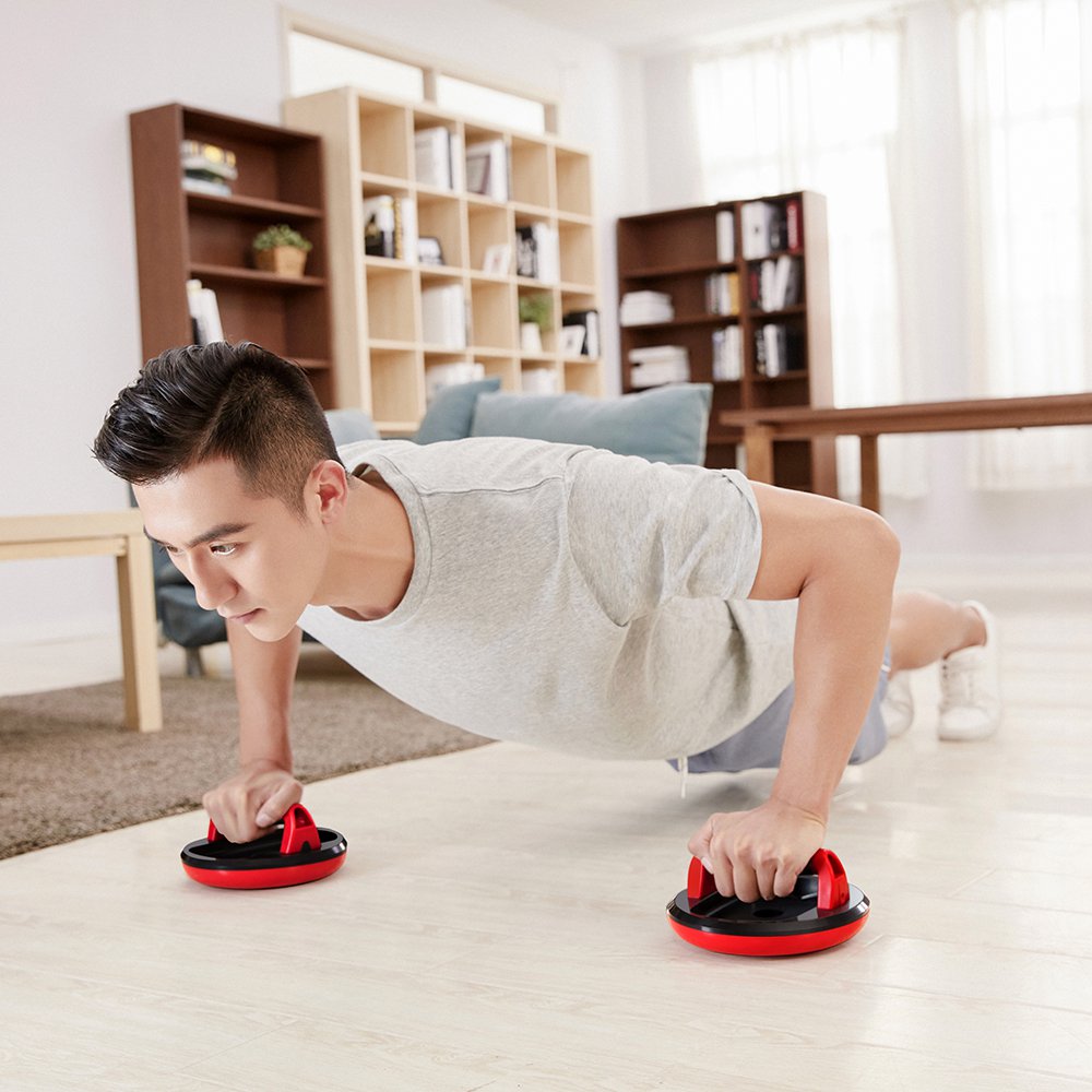 KINGSMITH Push-up Bracket Indoor Outdoor Sports Push Up Stand Rotated Curved Disc Removable Chassis Support Fitness Equipment For Arms Back Belly Core Training From Xiaomi Youpin - Red