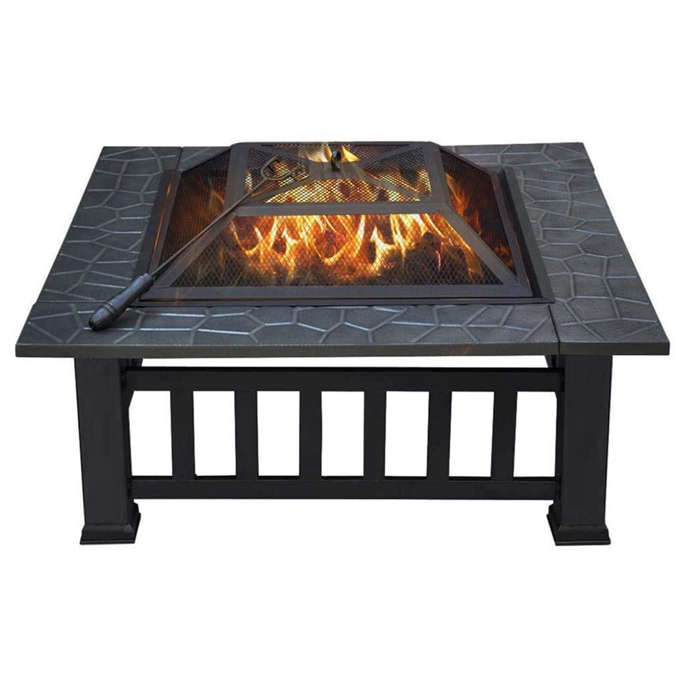 Multifunctional Square Iron Stove With Cover Black