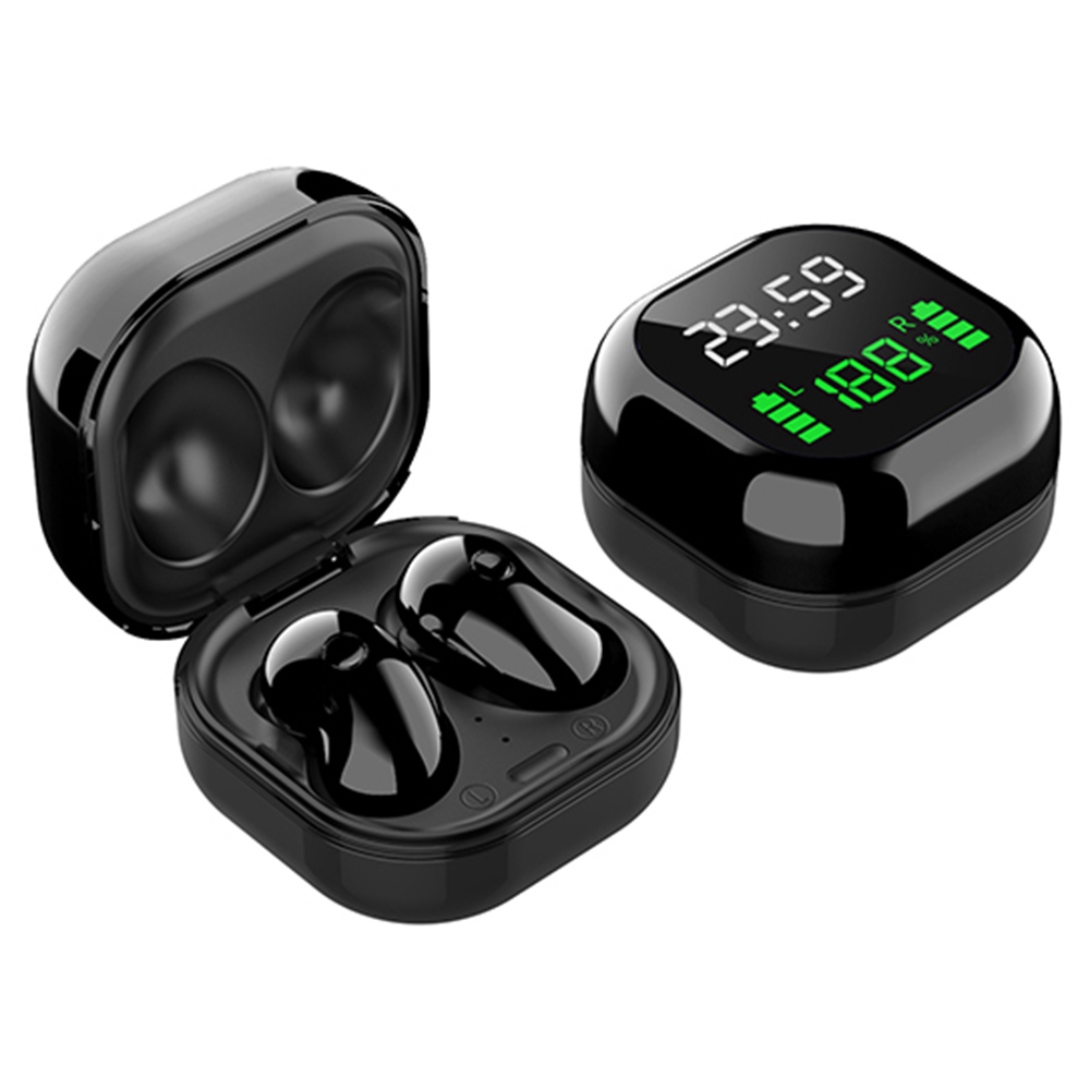 S6 Plus Bluetooth 5.1 TWS Earphones With LED Display JIELI 6963 - Black