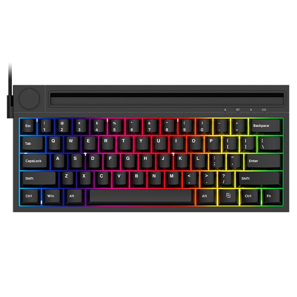 Ajazz K620T لوحة مفاتيح ميكانيكية لاسلكية / سلكية مزدوجة الوضع مع بطارية 4400mA بإضاءة خلفية RGB - أسود مع مفتاح أزرق