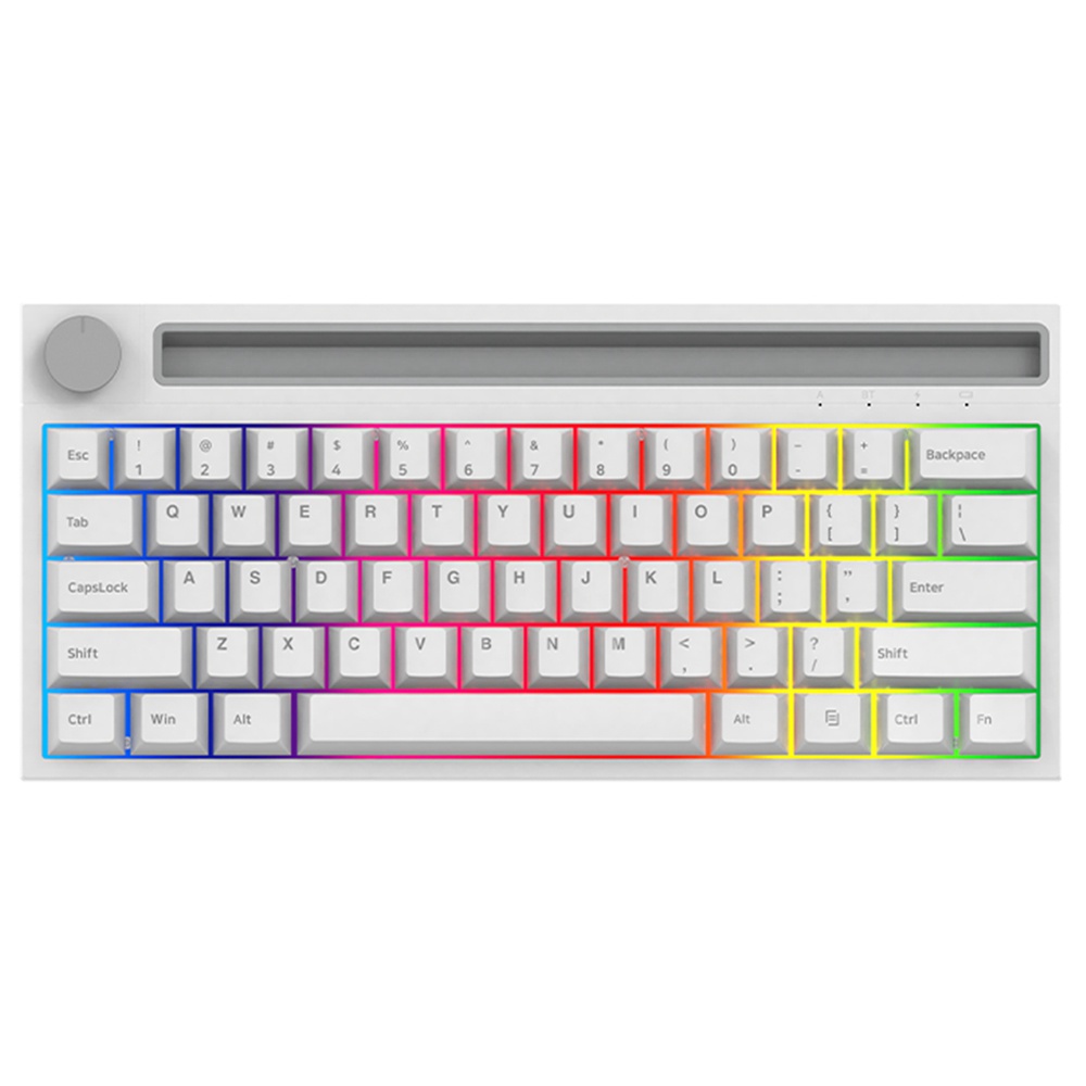 Ajazz K620T Bluetooth Wireless/Wired Dual Mode Mechanical Keyboard with 4400mA Battery RGB Backlit - White with Blue Switch
