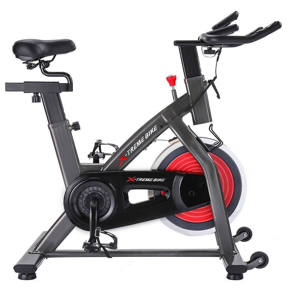 

Merax Indoor Cycling Bike with 4-Way Adjustable Handle & Seat Home Fitness Stationary Cycling Machine Aerobic Portable Cardio Exercise Spinning Bike with 13KG Flywheel LCD Display - Black Red