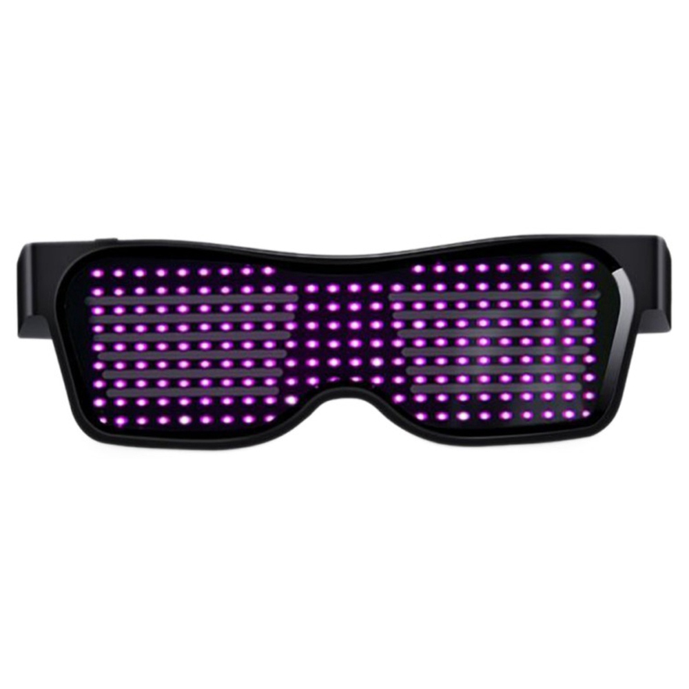 

SL-004 Rechargeable Impact Resistant LED Light Emitting Bluetooth Glasses 200 Lamp Beads APP Control Support Multiple Language Editing Used for Halloween, Electronic Music, Disco, Bar - Black Frame Pink