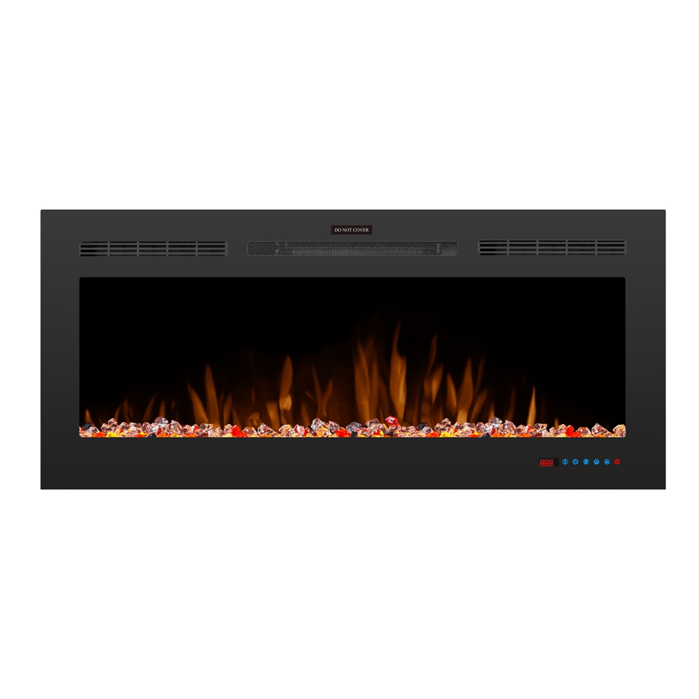 

50 inch Wall Mounted Electric Fireplace Light Modulator Two Heating Modes Three Flame Effects Remote Touch Screen Control With Timer For Bedroom Office - Black