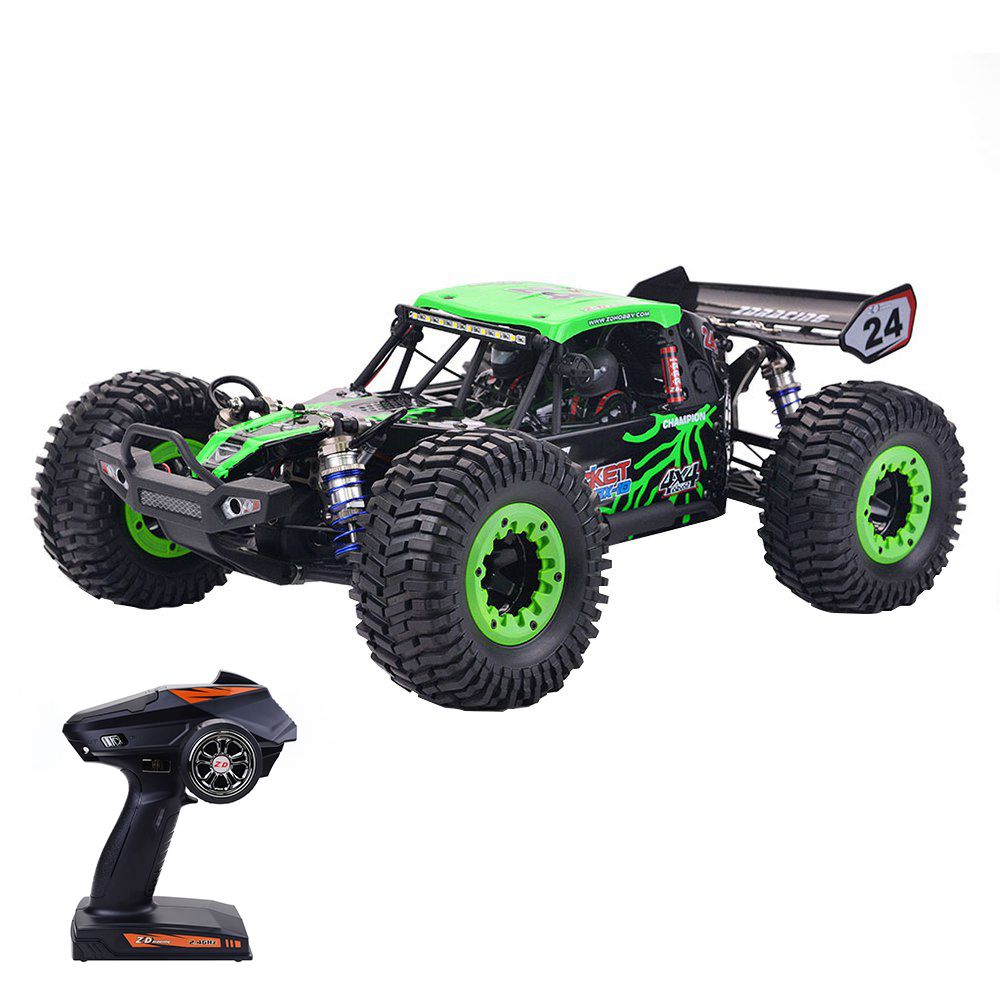 

ZD Racing DBX-10 2.4G 1/10 4WD 80km/h Desert Truck Off Road Brushless RC Car - Green with Tail Wing