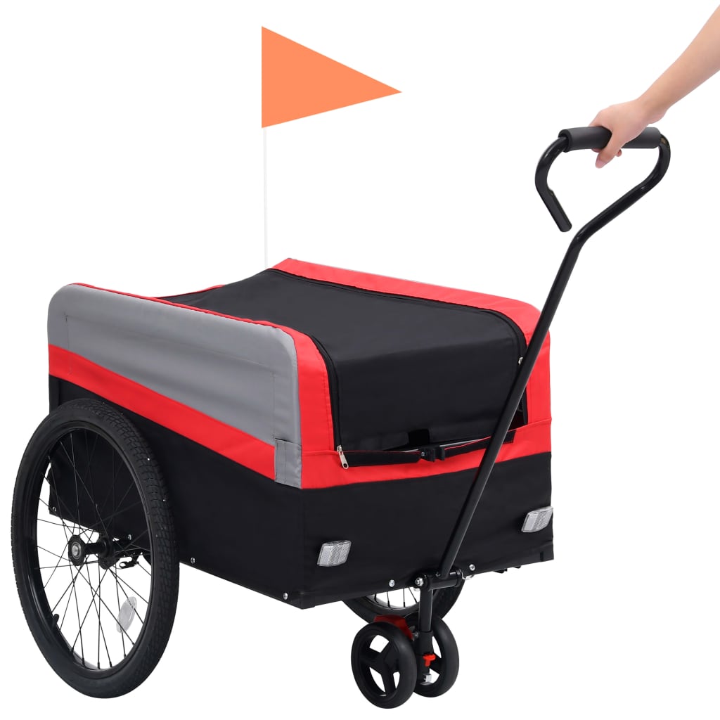 2in1 XXL Cargo Bike Trailer & Trolley Red Grey and Black Europe
