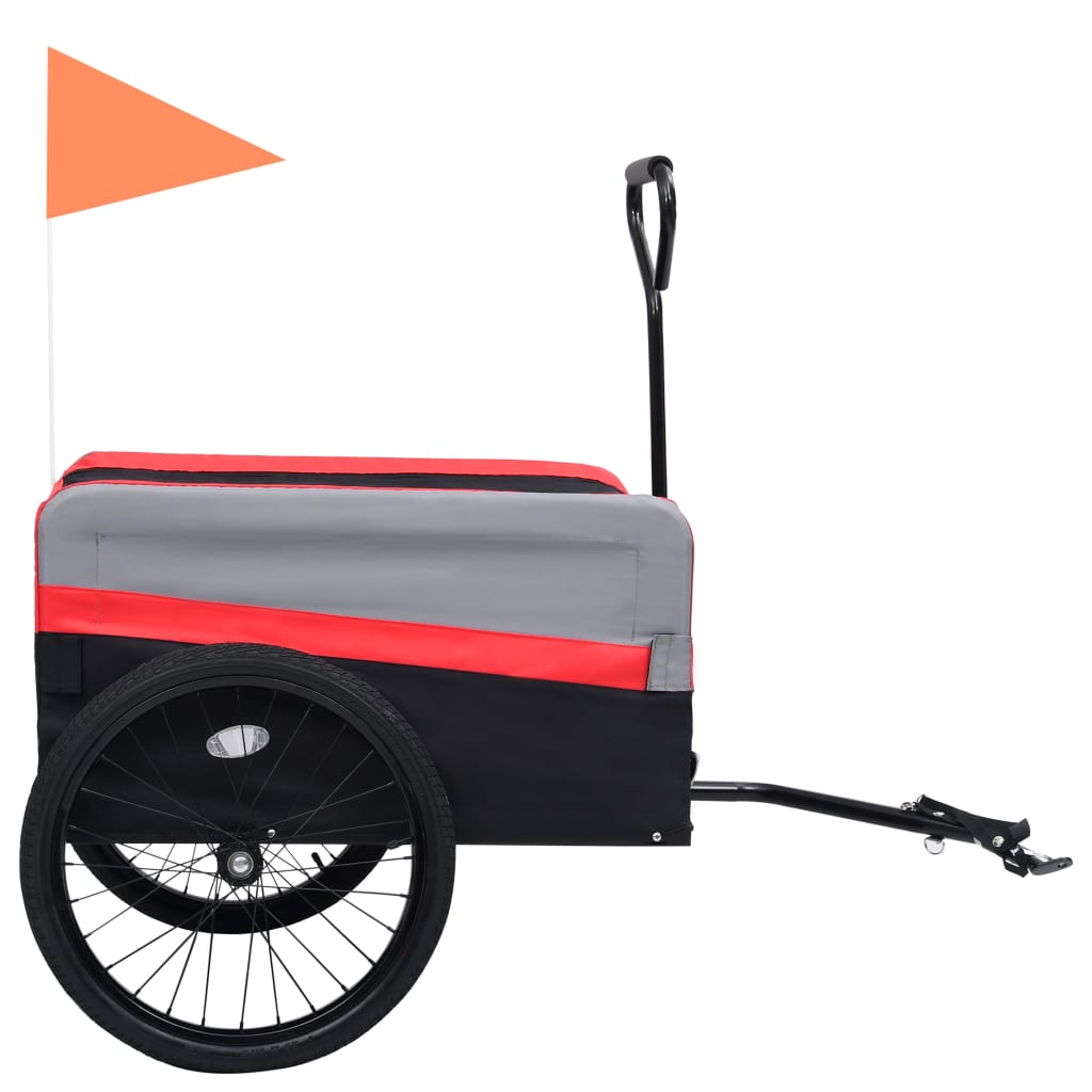 2in1 XXL Cargo Bike Trailer & Trolley Red Grey and Black