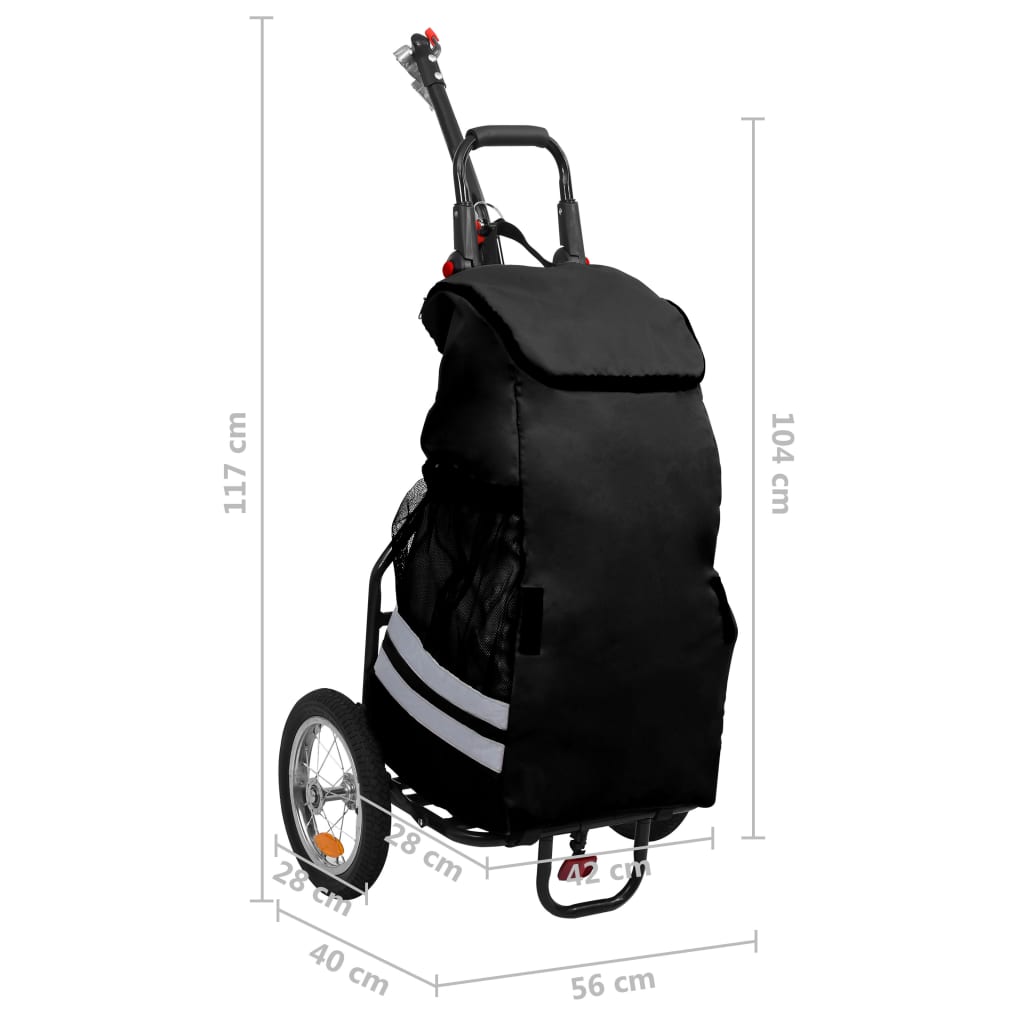 Folding Cargo Bike Trailer with Grocery Bag Black
