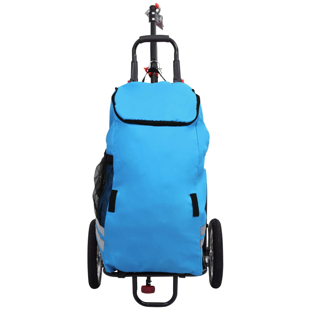 Folding Cargo Bike Trailer with Grocery Bag Blue and Black
