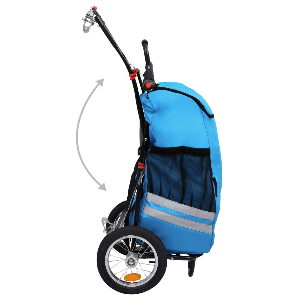 Folding Cargo Bike Trailer with Grocery Bag Blue and Black