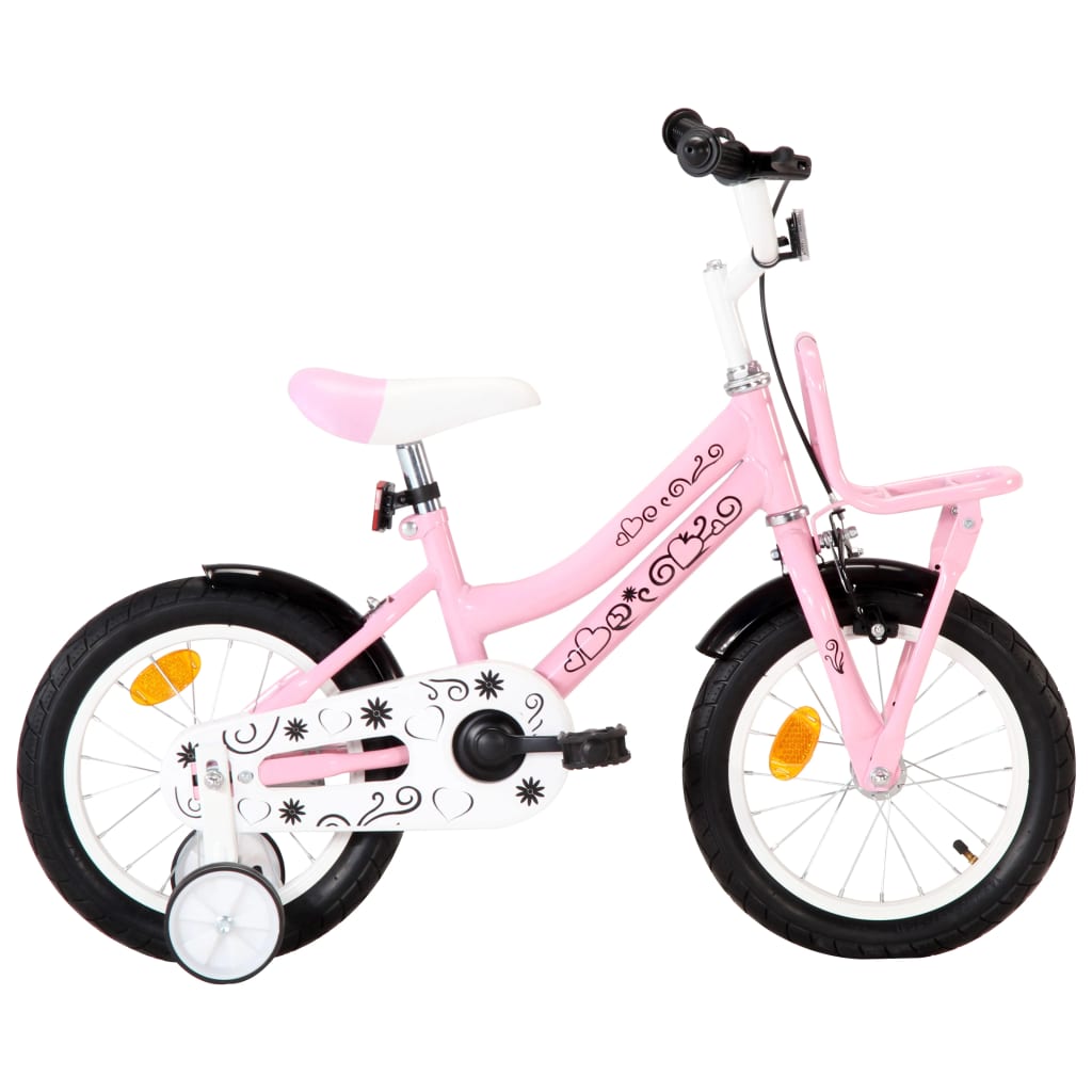 ملكية منظف حوض الاستحمام  Kids Bike with Front Carrier 14 inch White and Pink