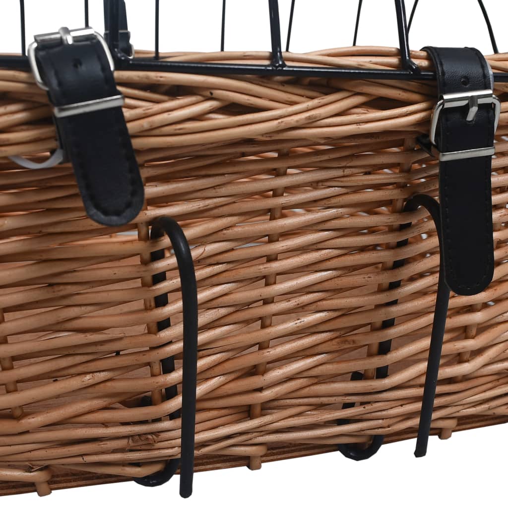 Bike Front Basket with Cover 50x45x35 cm Natural Willow