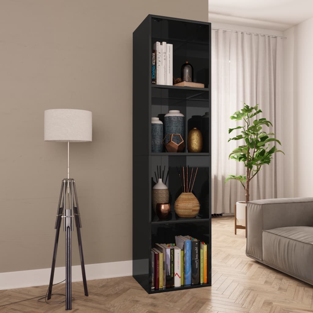 

Book Cabinet/TV Cabinet High Gloss Black 36x30x143 cm Chipboard