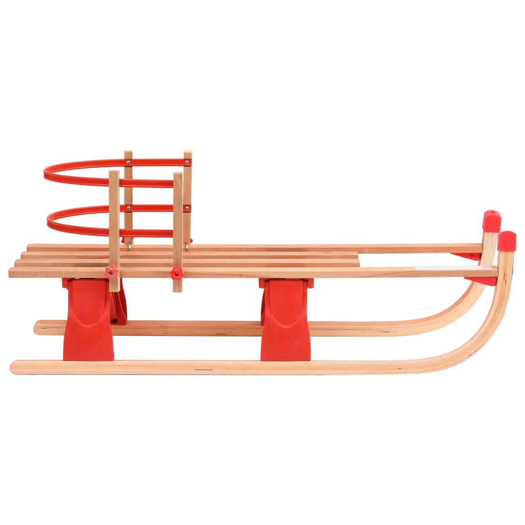 Folding Snow Sledge with Backrest 110 cm Wood