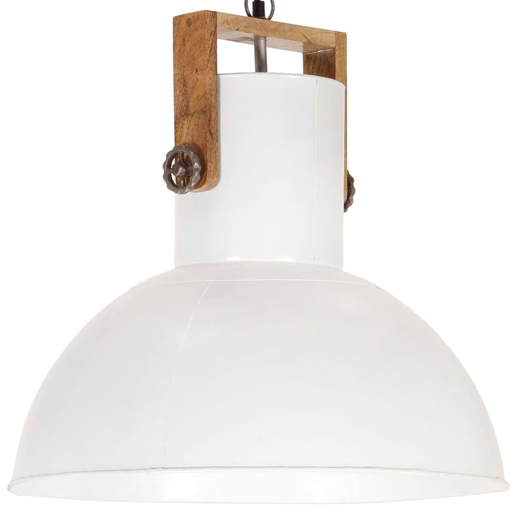 Industrial Hanging Lamp 25 W White Round Mango Wood 52 cm E27