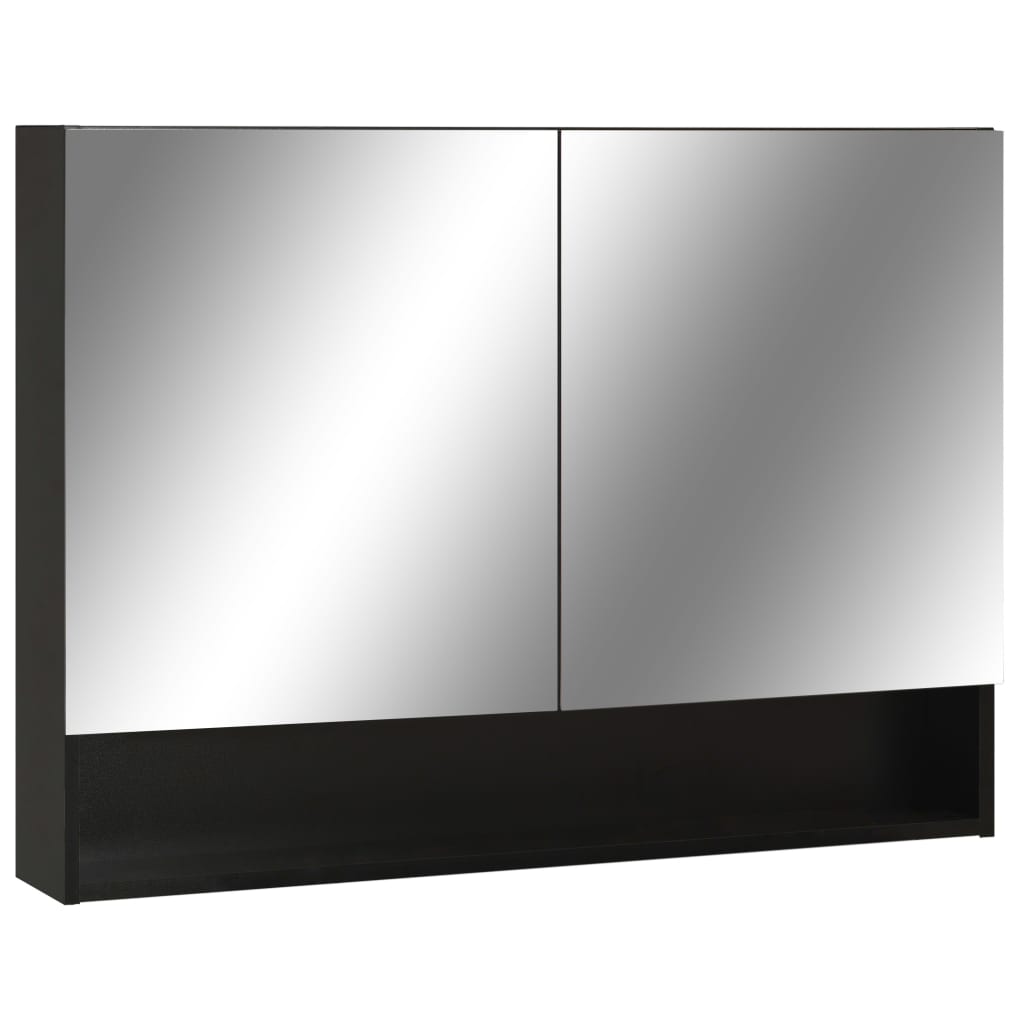 LED Bathroom Mirror Black 80x15x60 cm MDF