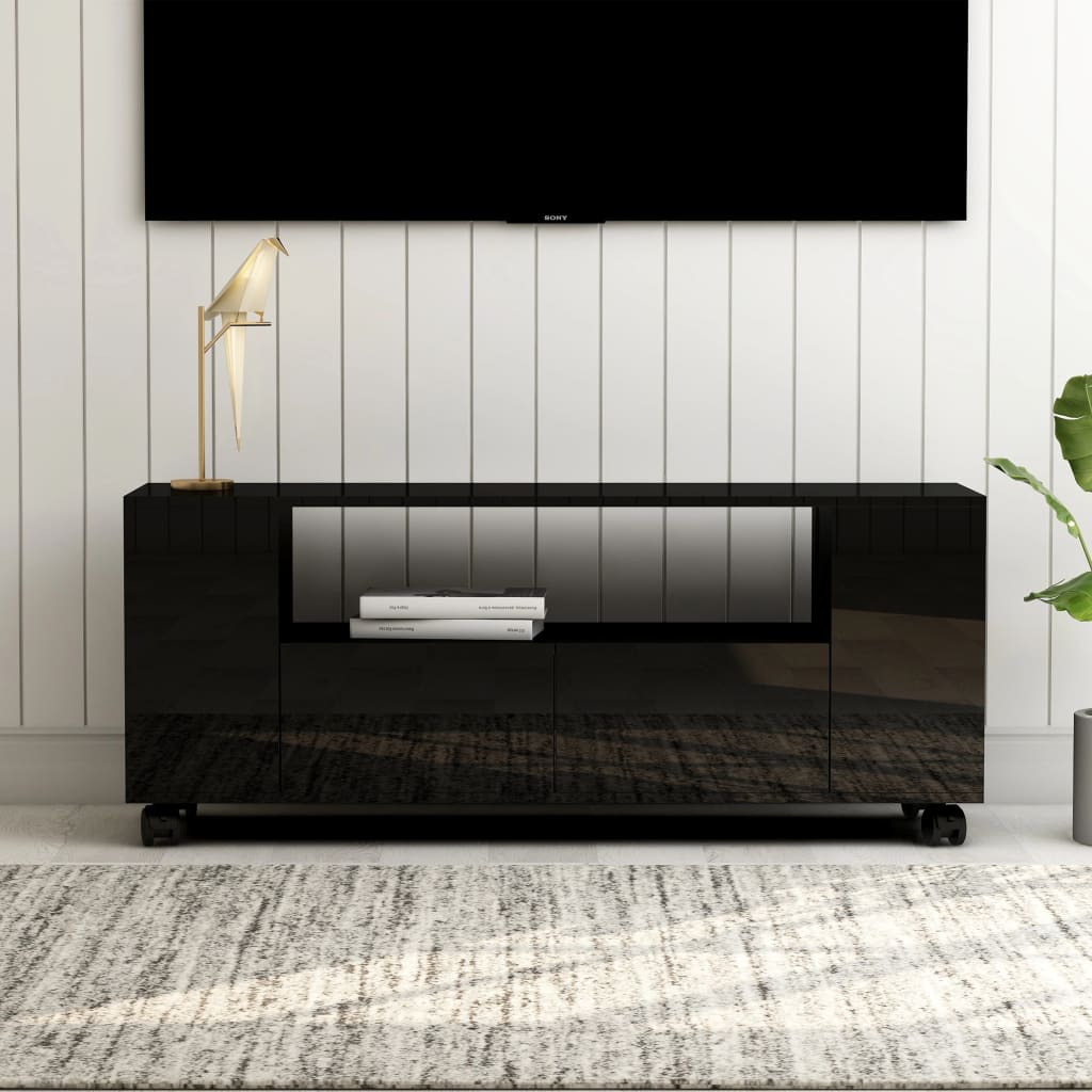 

TV Cabinet High Gloss Black 120x35x43 cm Chipboard
