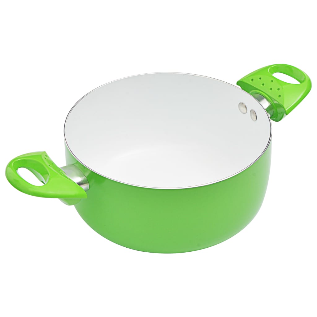 8 Piece Cookware Set Green Aluminium