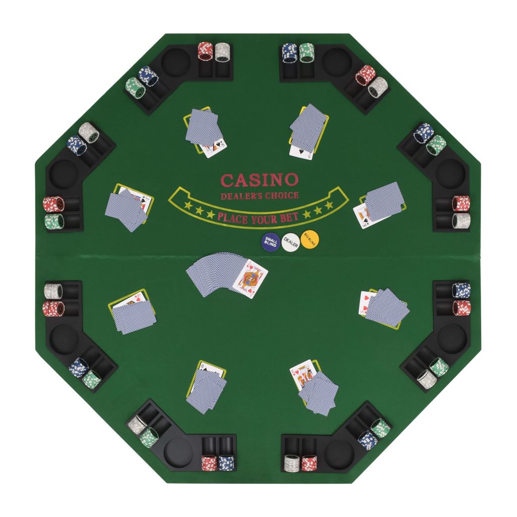 8Player Folding Poker Tabletop 2 Fold Octagonal Green