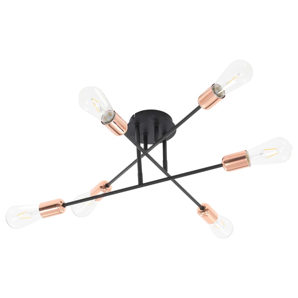 Ceiling Light with Filament Bulbs 2 W Black and Copper E27