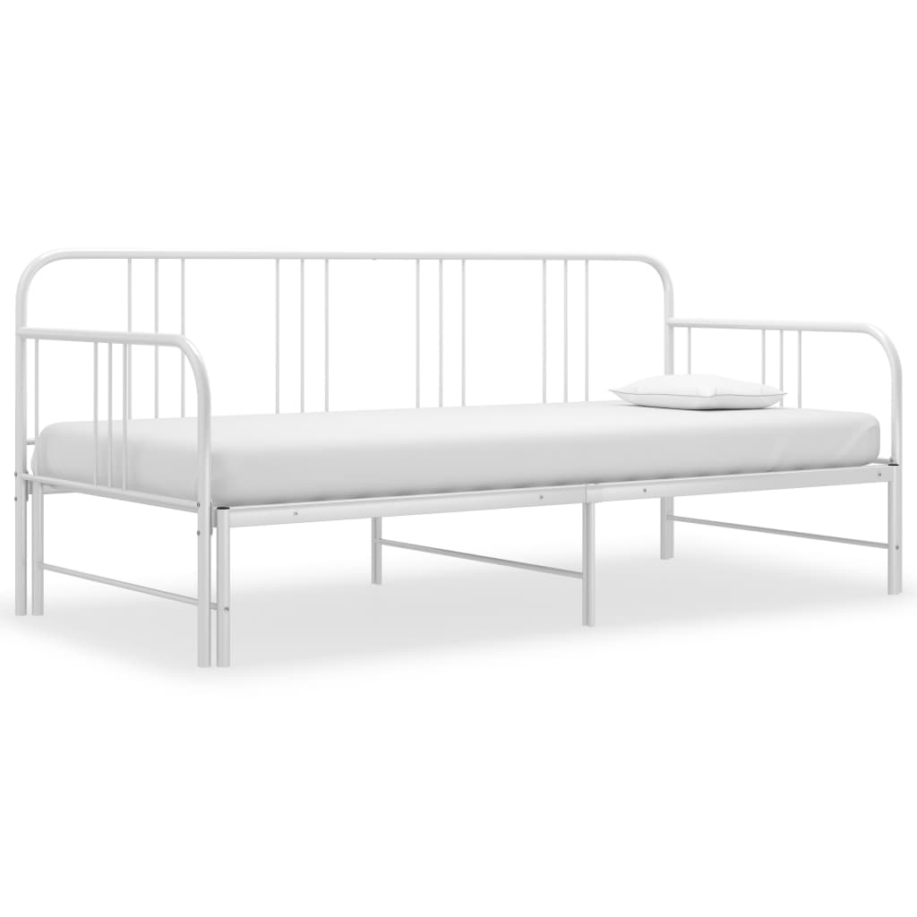 Sofa Bed Frame White Metal 90x200 Cm, Pull Out Sofa Bed Frame