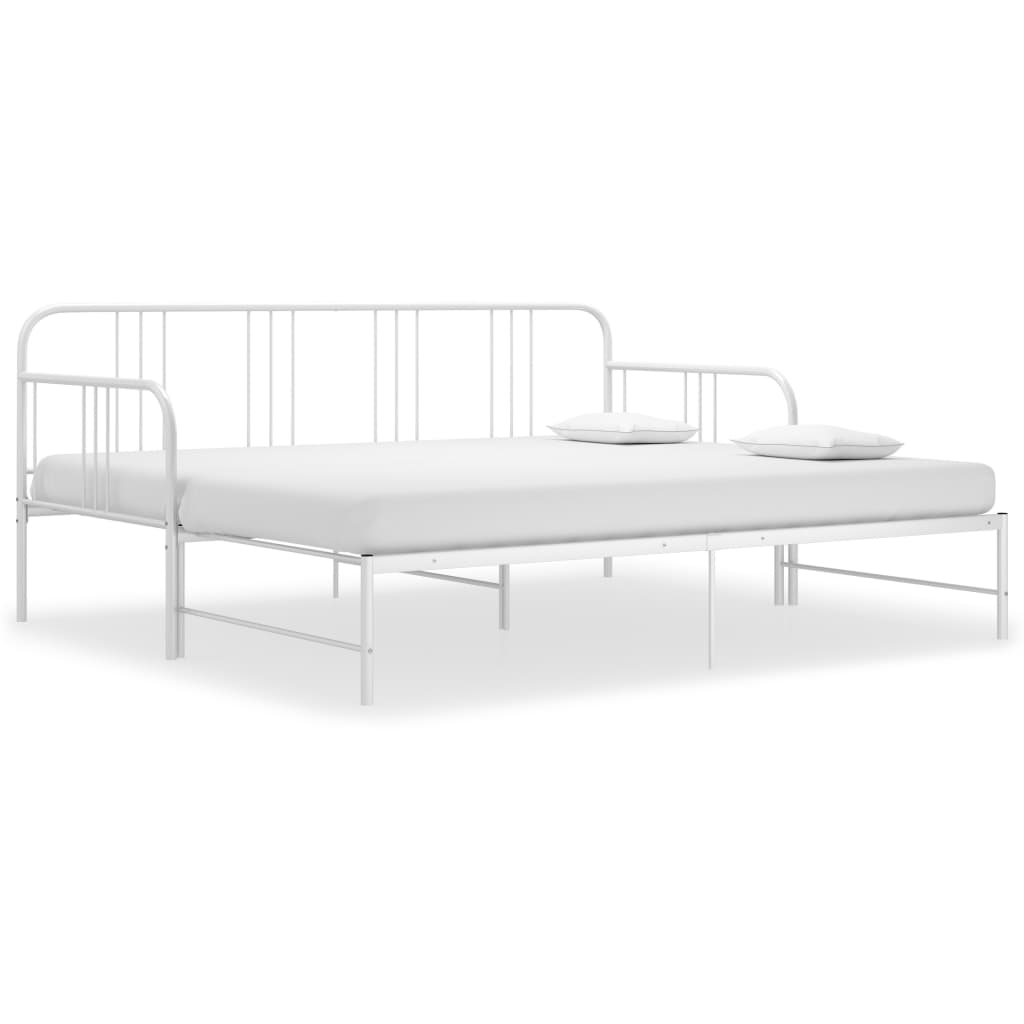 Pullout Sofa Bed Frame White Metal 90x200 cm