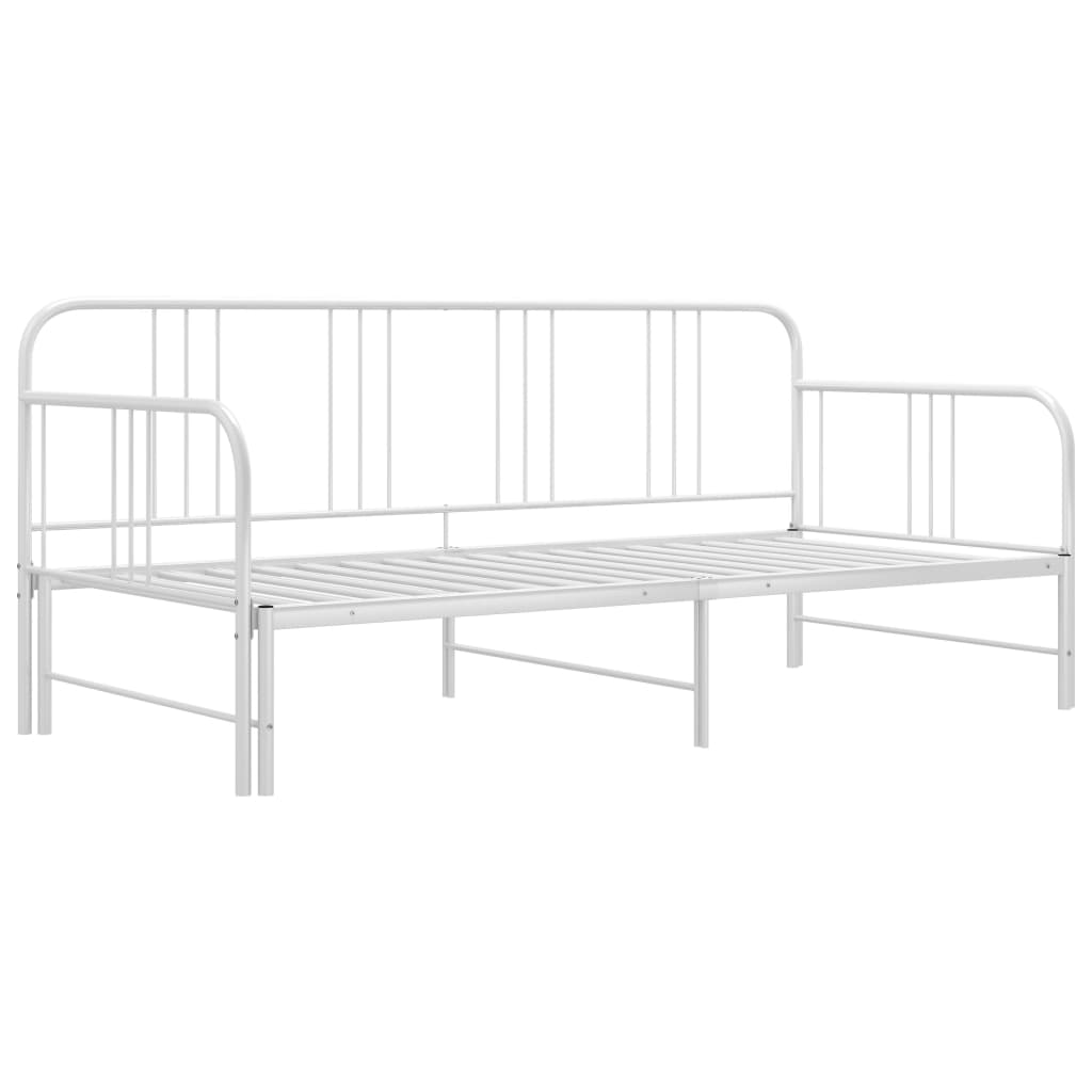Pullout Sofa Bed Frame White Metal 90x200 cm