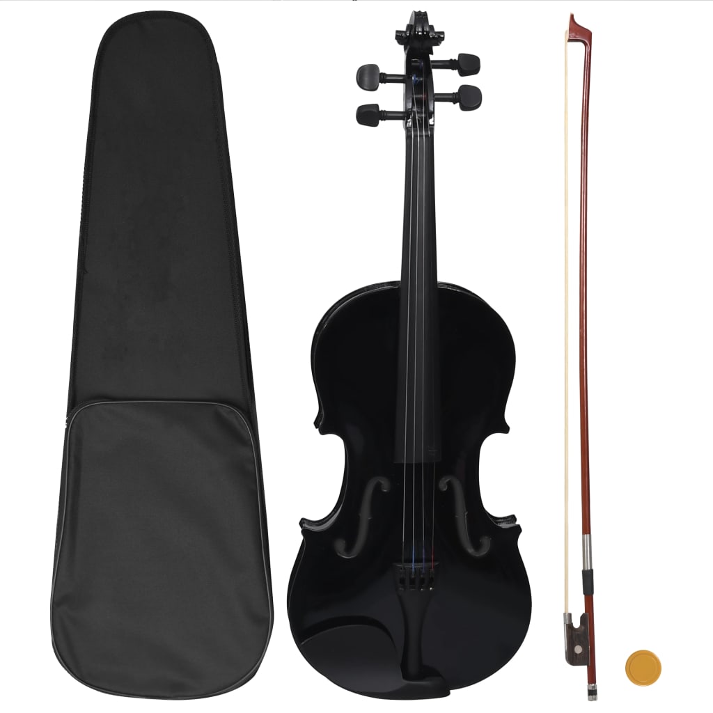 Violin Full Set with Bow and Chin Rest Black 4/4