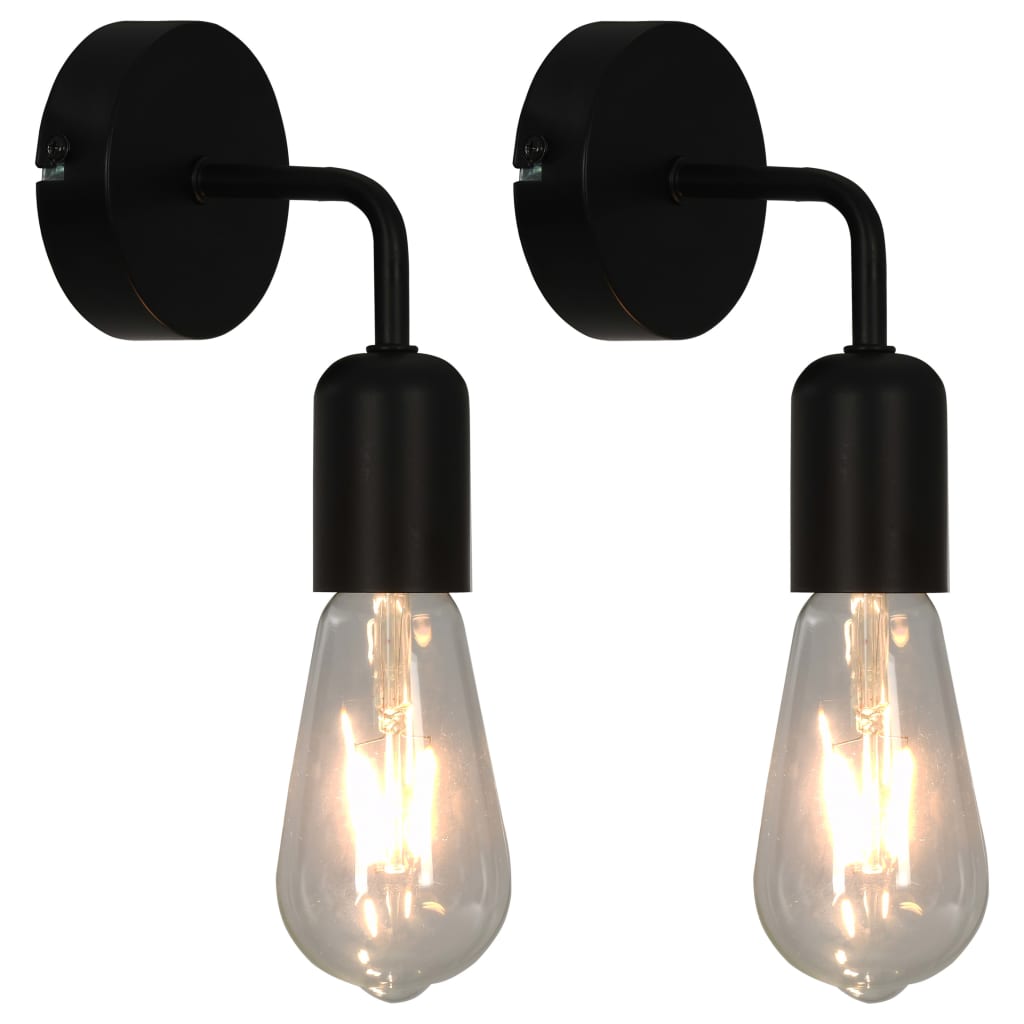 

Wall Lights 2 pcs with Filament Bulbs 2 W Black E27