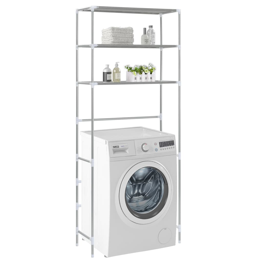 3-Tier Storage Rack over Laundry Machine Silver 69x28x169 cm