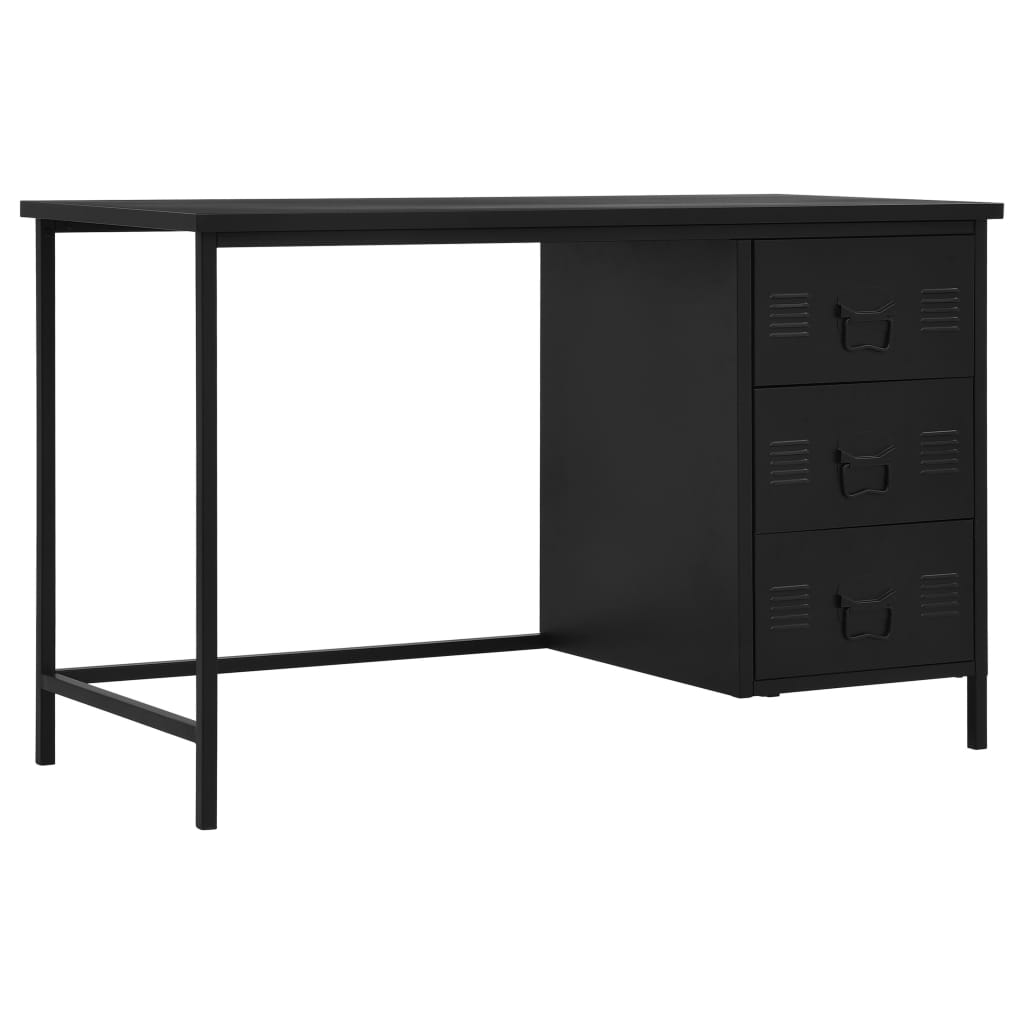 Schreibtisch mit Schubladen Industrial Black 120x55x75 cm Stahl