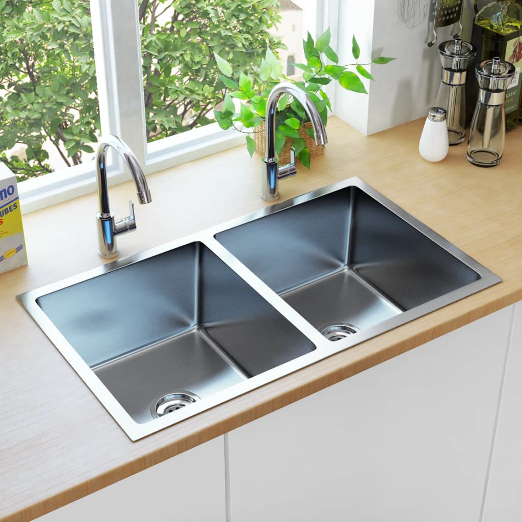 pedkit Handmade Kitchen Sink with Strainer Inset Stainless Steel Kitchen Sink