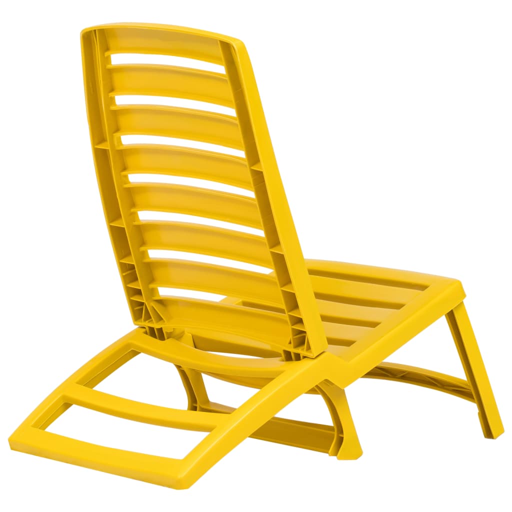Kids' Folding Beach Chair 4 pcs Plastic Yellow