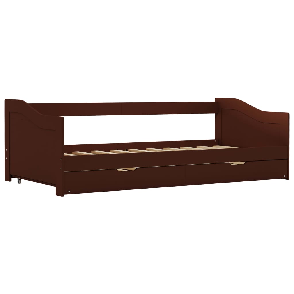 Pull Out Sofa Bed Frame Dark Brown Pinewood 90x200 Cm 