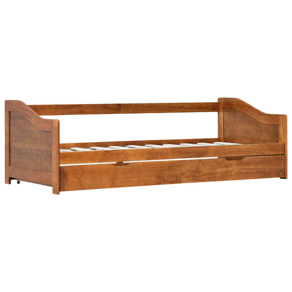 Pull Out Sofa Bed Frame Honey Brown Pinewood 90x200 Cm 