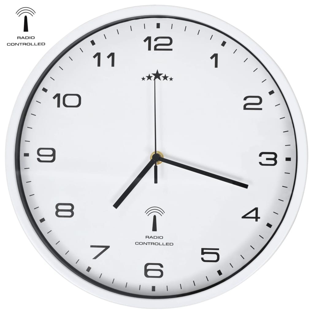 Orologio da parete radiocontrollato con movimento al quarzo 31 cm Bianco