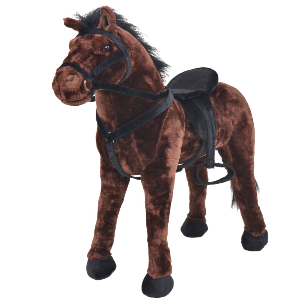 Standing Plush Toy Horse Dark Brown XXL